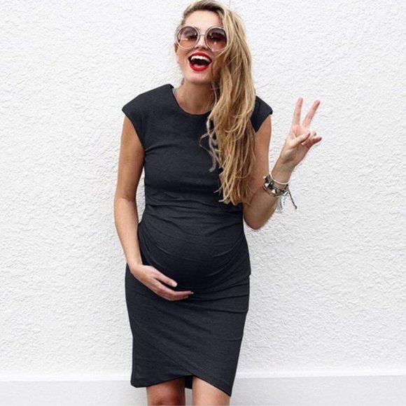 Dresses & Skirts - Maternity Sleeveless Elastic Midi Dress (L)